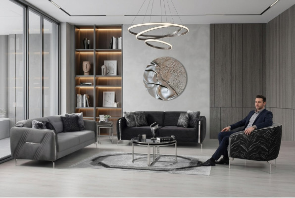 Modern Sofa Set 3 tlg Wohnzimmer Luxus Sofagarnitur 3+3+1 Sitzer Möbel