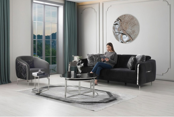 Modern Sofagarnitur 2 tlg Wohnzimmer Luxus Sofagarnitur 3+1 Sitzer Möbel