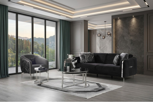 Modern Sofagarnitur 2 tlg Wohnzimmer Luxus Sofagarnitur 3+1 Sitzer Möbel
