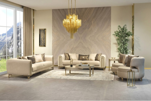 Sofagarnitur 3+3+1 Sitzer Sitzpolster Couchen Set Design Sofa Neu 4tlg. Stoff