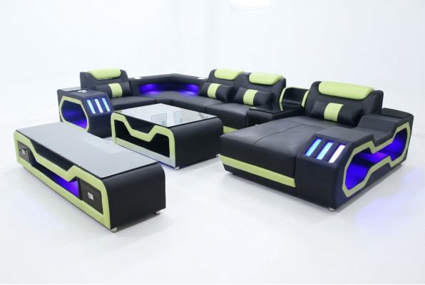 Wohnzimmer set U-Form Ecksofa Couchtisch und TV Ständer Modern Neu