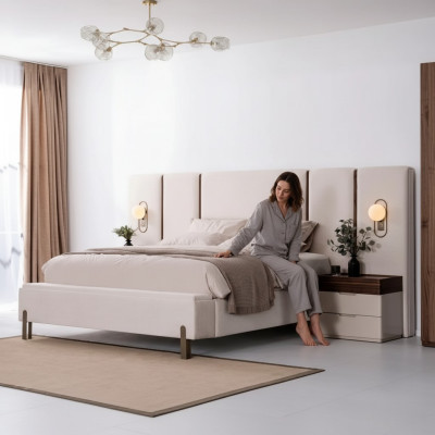 Popoln in razkošen komplet pohištva za spalnico z posteljo, klopjo in 2 nočnima omaricama 3 kosi