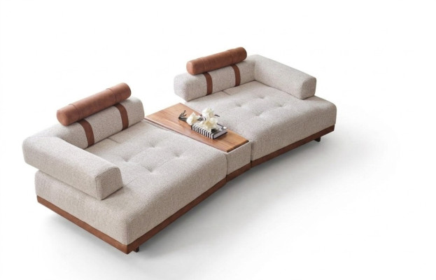 Moderne Beige Sofa 3 Sitz Luxus Wohnzimmer Möbel Design Dreisitzer Stil Big xxl