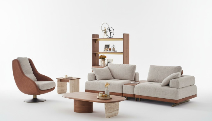 Modern Sofagarnitur 3+1 Sitzer Beige Design Set Wohnzimmer Sofa Couch
