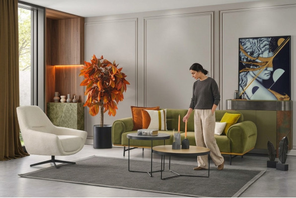 Modern Sofagarnitur 3 + 1 Sitzer Grün Couchen Design Wohnzimmer set 2tlg