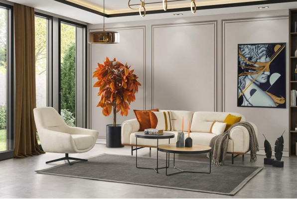 Sofagarnitur 3 + 1 Sitzer Möbel Set Design Beige Modern 2tlg. Couchen