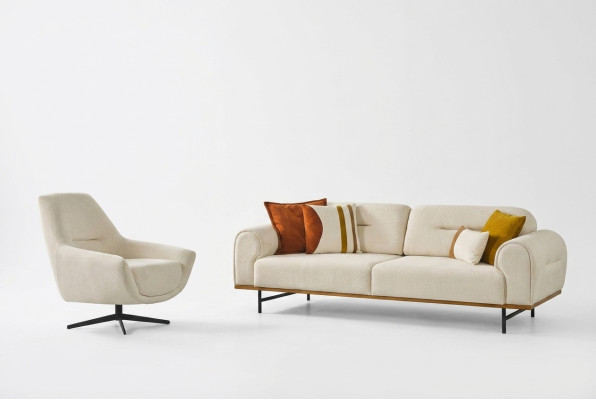 Sofagarnitur 3 + 1 Sitzer Möbel Set Design Beige Modern 2tlg. Couchen