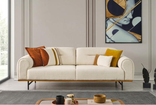 Modern Sofa 3 Sitzer Luxus Beige Design Möbel in Wohnzimmer Couchen