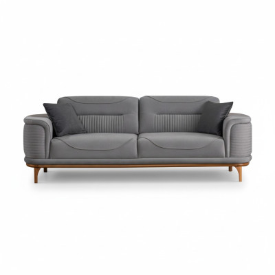 Modernes Graues Sofa Hochwertiges Textil für ein Wohnzimmer Neu