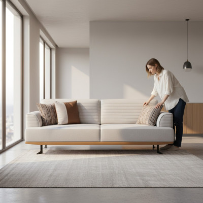 Zeitgenössisches Luxussofa mit Grauer Polsterung für das Wohnzimmer