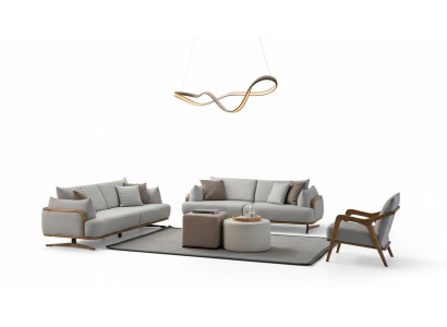 Möbel  Wohnzimmer Helles Farbe Set 2x 3-Sitzer Sofas und Sessel 3tlg.