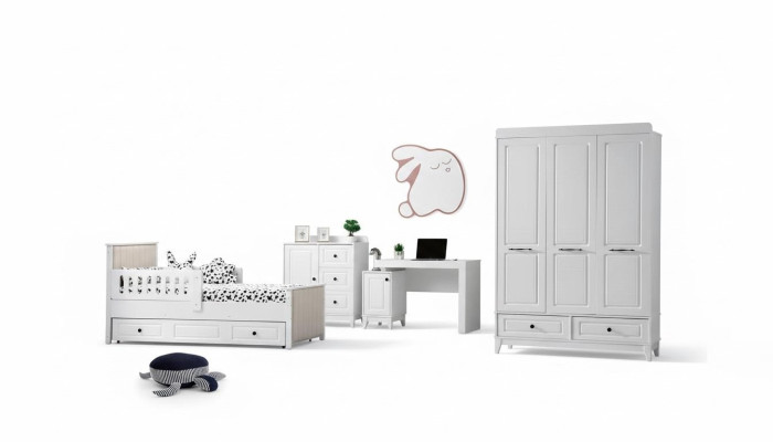 Modern Komplett Jugendzimmer Luxus Kinderzimmer Set 4tlg Weiß Farbe neu