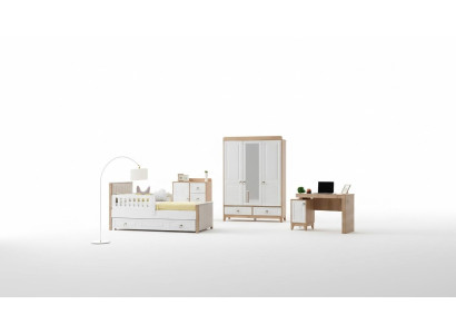Modern Kinderzimmer Set Bett Kleiderschrank Kommode Schreibtisch Helles