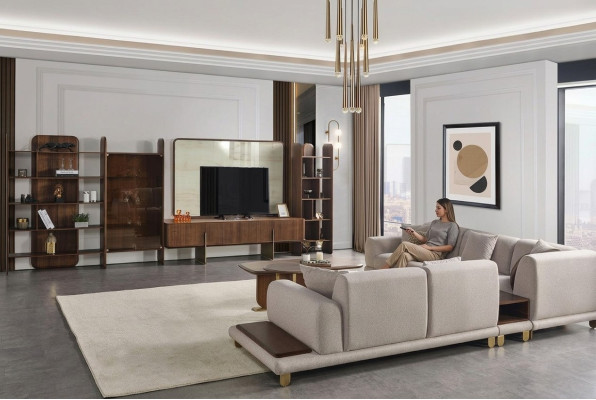 Stilvoll Wonzimmer Set Besteht aus Wohnwand Couchtisch und Beistelltisch