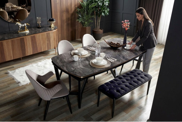 Luxuriös Esszimmer Set Besteht aus Esstisch und 4x Stühle Neuheit 5tlg.