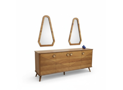 Stilvolle Braune Anrichte Luxus 4-Türige Holzkommode Robuste Holz Möbel