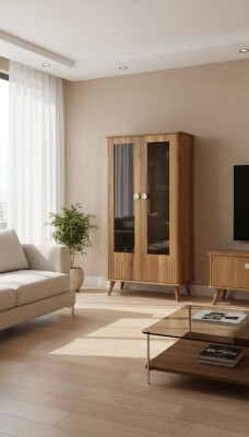 Robuste Holzvitrine Designer 2-Türige Glasvitrine Glasschrank Edle Möbel