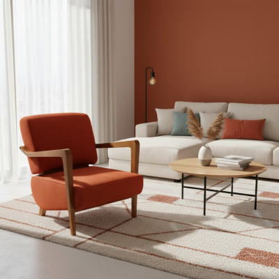 Moderner Roter Polstersessel Wohnzimmer Einsitzer Designer Sitzmöbel