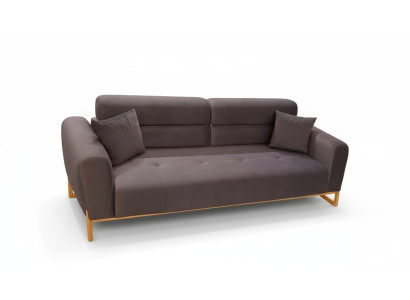 Brauner Polster 3-Sitzer Designer Wohnzimmer Exklusive Couch 3-er Sofa