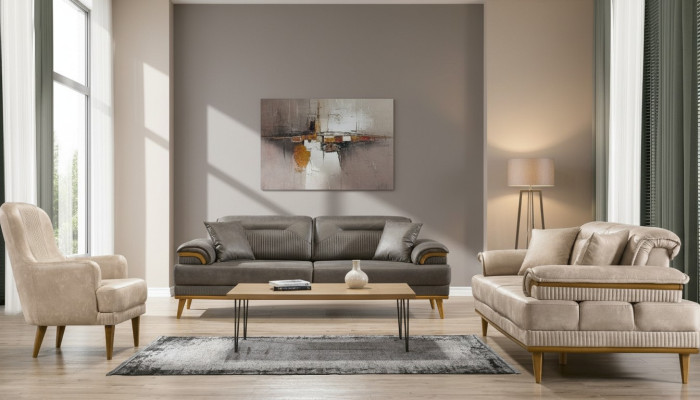 Designer Wohnzimmer Couch-Set Luxus Sofagarnitur 3+3+1 Sitzer 3tlg Set