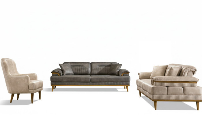 Designer Wohnzimmer Couch-Set Luxus Sofagarnitur 3+3+1 Sitzer 3tlg Set