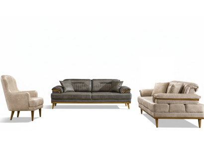 Designer Wohnzimmer Couch-Set Luxus Sofagarnitur 3+3+1 Sitzer 3tlg Set