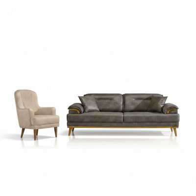 Moderne Wohnzimmer Stoffsofas Exklusive Couchgarnitur 3+1 Sitzer 2tlg