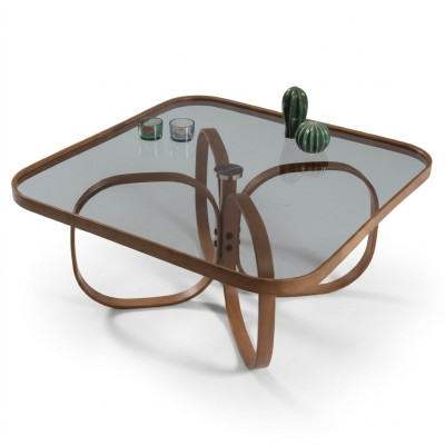 Exklusiver Glastisch Quadratischer Wohnzimmer Couchtisch Holztisch Neu