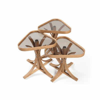 Exklusive Dreieckige Beistelltische Designer 3x Wohnzimmer Holztische