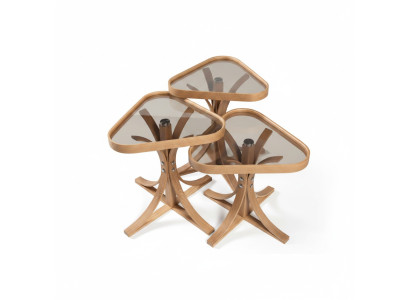 Exklusive Dreieckige Beistelltische Designer 3x Wohnzimmer Holztische