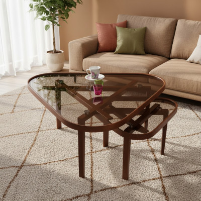 Robuster Couchtisch Set Designer Dreieckige Sofatische Luxus Holz Möbel