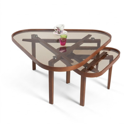 Robuster Couchtisch Set Designer Dreieckige Sofatische Luxus Holz Möbel
