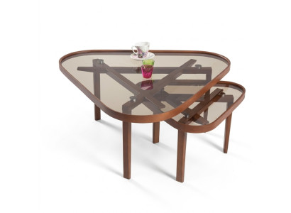 Robuster Couchtisch Set Designer Dreieckige Sofatische Luxus Holz Möbel