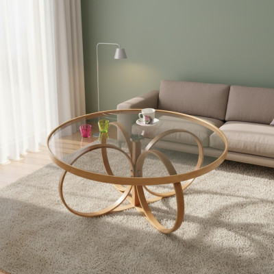 Hochwertiger Runder Couchtisch Designer Rundtisch Wohnzimmer Holz Möbel