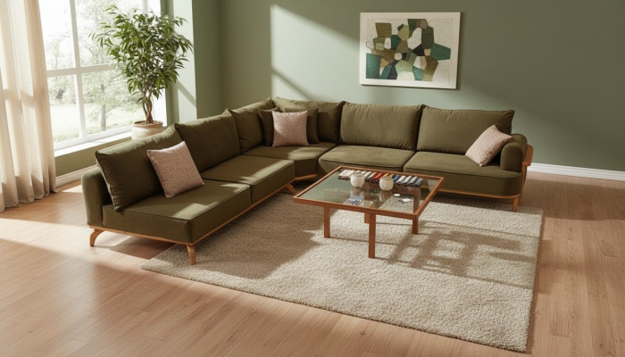Braunes Ecksofa Luxuriöse Wohnzimmer L-Form Couch Designer Polster Möbel