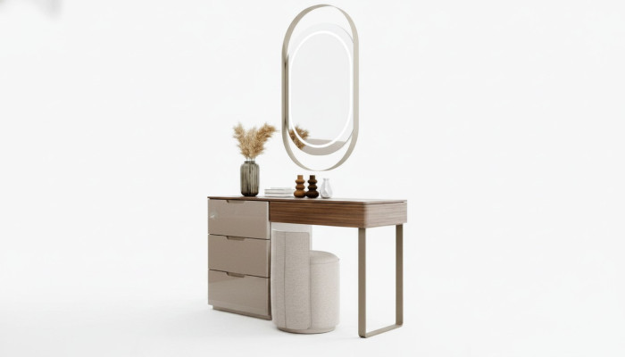 Schlafzimmer Set Luxus Schminktisch und Spiegel Hocker Design neu 3tlg