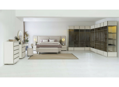 Komplettes Schlafzimmer Set Designer Bett Nachttische Schminktisch 7tlg