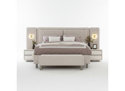 Komplett Schlafzimmer Möbel Set Bett mit Bank 2x Nachttische 3tlg Neu