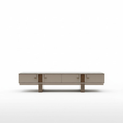 Design Sideboard Kommode Anrichte Spiegel Holz Beige Möbel Neuheit
