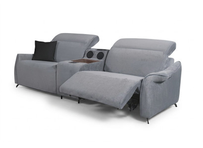  Graues Polster Sofa Designer 3-Sitzer Dreisitzer Mit Musikanlage Modern
