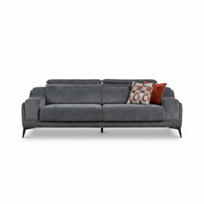  Luxuriöses Graues Textil Sofa Designer 3-Sitzer Wohnzimmer Dreisitzer