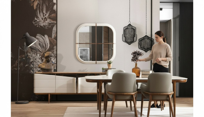 Braun-Weiße Esszimmer Möbel Designer Esszimmergarnitur Luxus 9tlg Set