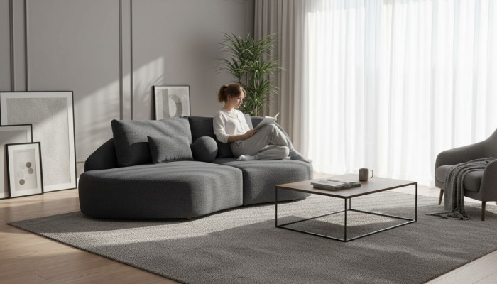 Stilvoller Grauer Dreisitzer Wohnzimmer 3-Sitzer Sofa Moderne Couchen