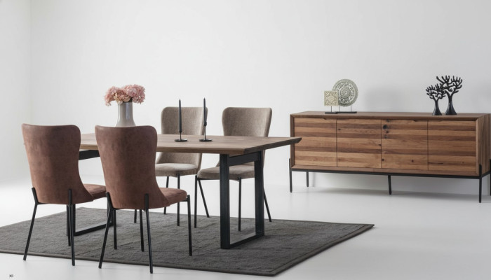 Braune Esszimmer Garnitur Luxus Rechteckiger Esstisch 4x Stühle Anrichte