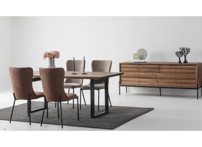 Braune Esszimmer Garnitur Luxus Rechteckiger Esstisch 4x Stühle Anrichte