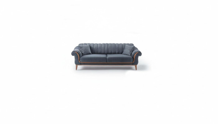 Grauer Stilvoller Dreisitzer Modernes Sofa Wohnzimmer Polster Couch Neu