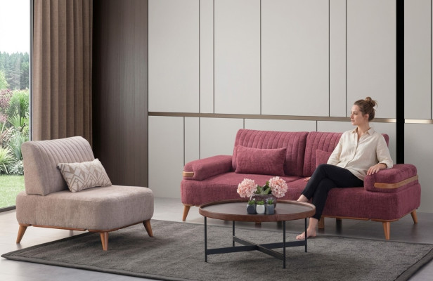 Zweifarbige Wohnzimmer Sofagarnitur Designer Möbel 3-Sitzer Edler Sessel