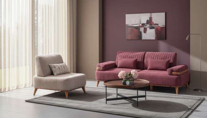 Zweifarbige Wohnzimmer Sofagarnitur Designer Möbel 3-Sitzer Edler Sessel