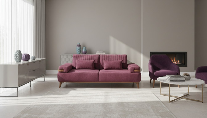 Wohnzimmer Rosa 3-Sitzer Moderner Dreisitzer Luxuriöse Polster Couch