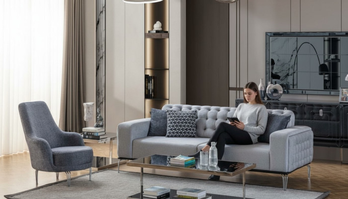 Exklusive Wohnzimmer Set von 2tlg. Sofagarnitur 3 Sitzer und Sessel Neu